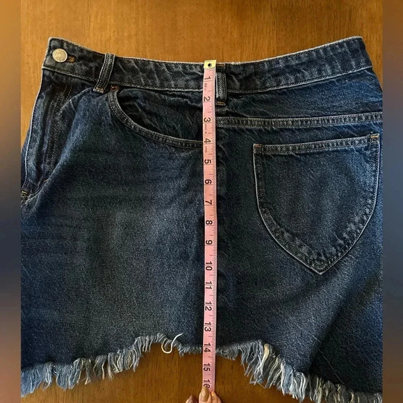 Free People We The Free Bailey Fringe Denim Mini Skirt. - Picture 8 of 10